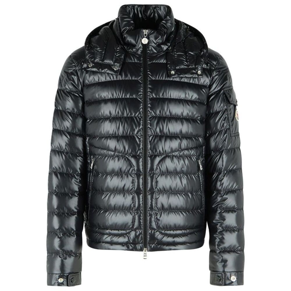 Moncler 'Lauros' Short Hooded Down Jacket In Black Polyester Men